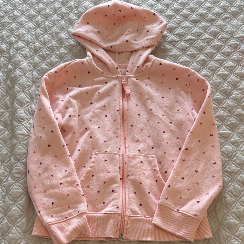 Cat & Jack Pink Heart Zip-Up Hooded Jacket